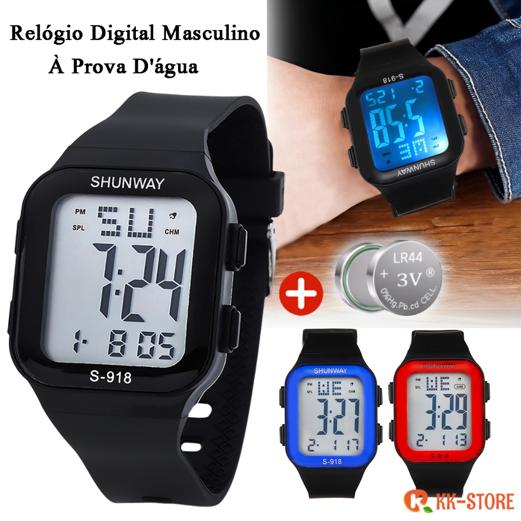 Relógio Masculino Digital De Pulso Moda À Prova D Água Eletrônico Esportivo Multifuncional