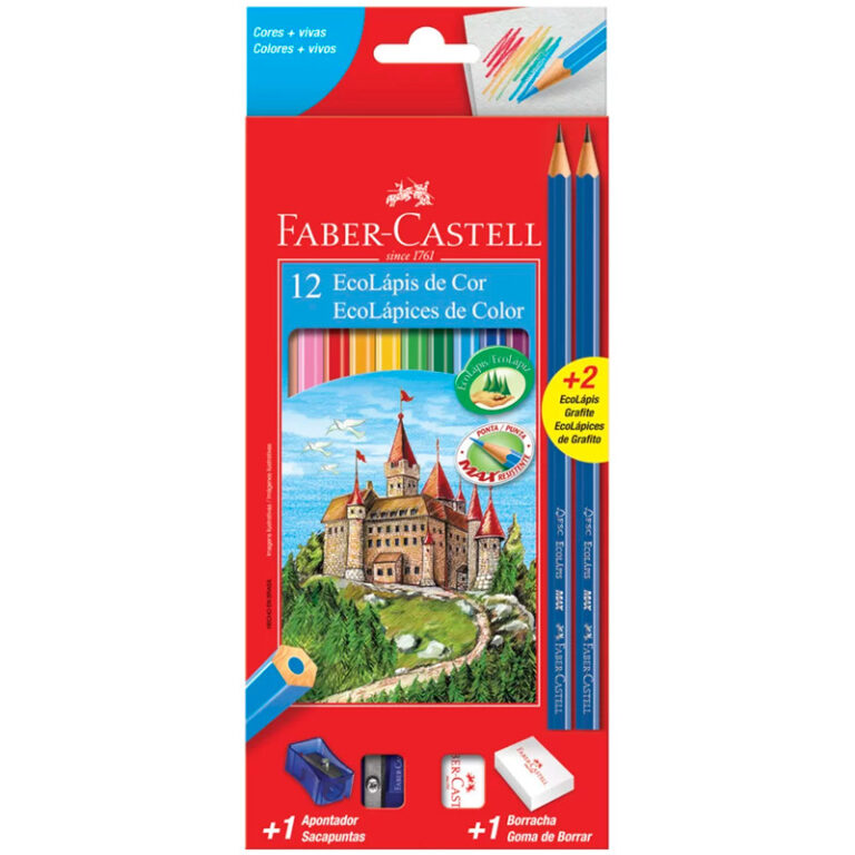 Lápis de cor 12 cores Kit escolar 120112+2N Faber