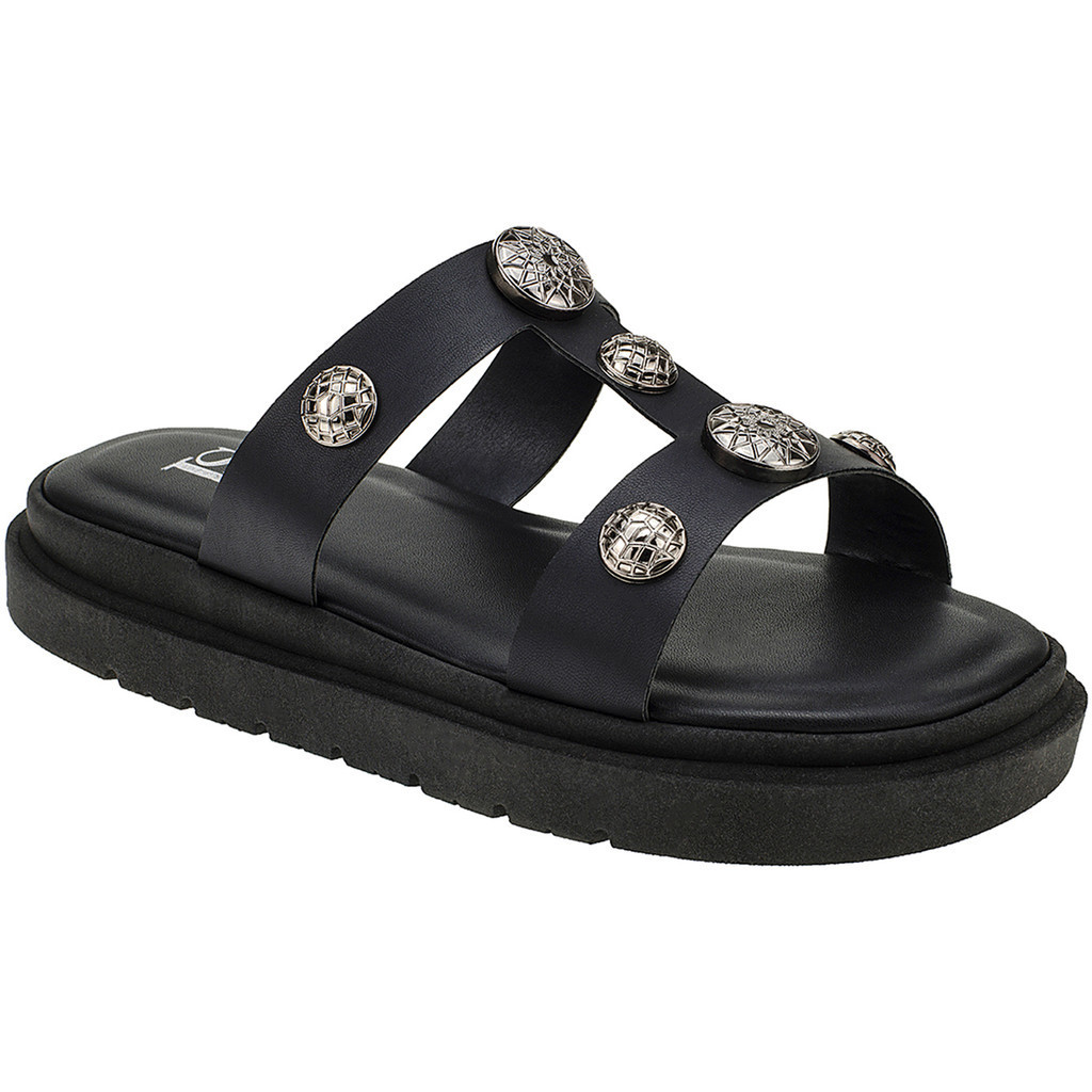 Sandália Papete Flatform Enfeite Rebite Moderno Confortável Macia 1530