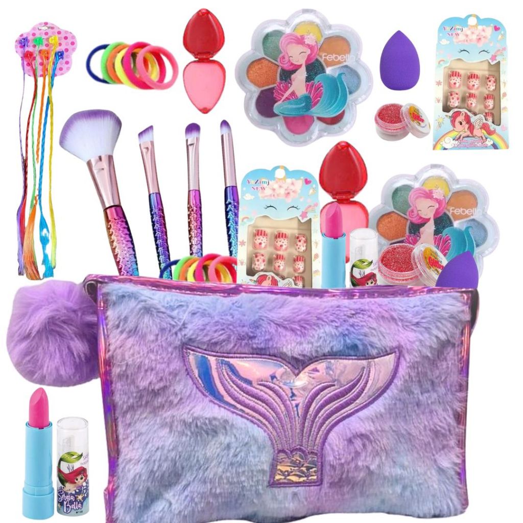 Kit Infantil Criança De Maquiagem Com Necessaire 18 ITENS no total Make Linda Completa