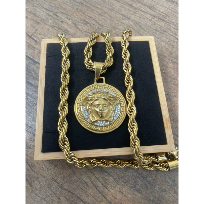 kit masculino aço inox banhado Cordão baiano