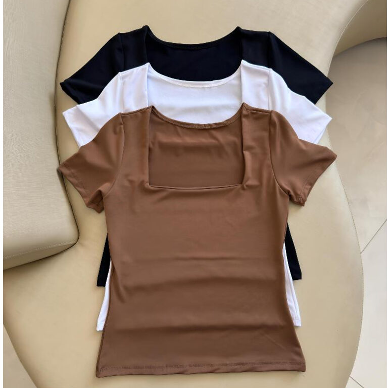 kit 3 Blusas Feminina Baby Look Manga Curta Gola Q
