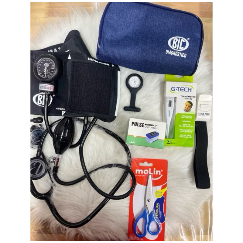 kit enfermagem bic preto com oxímetro