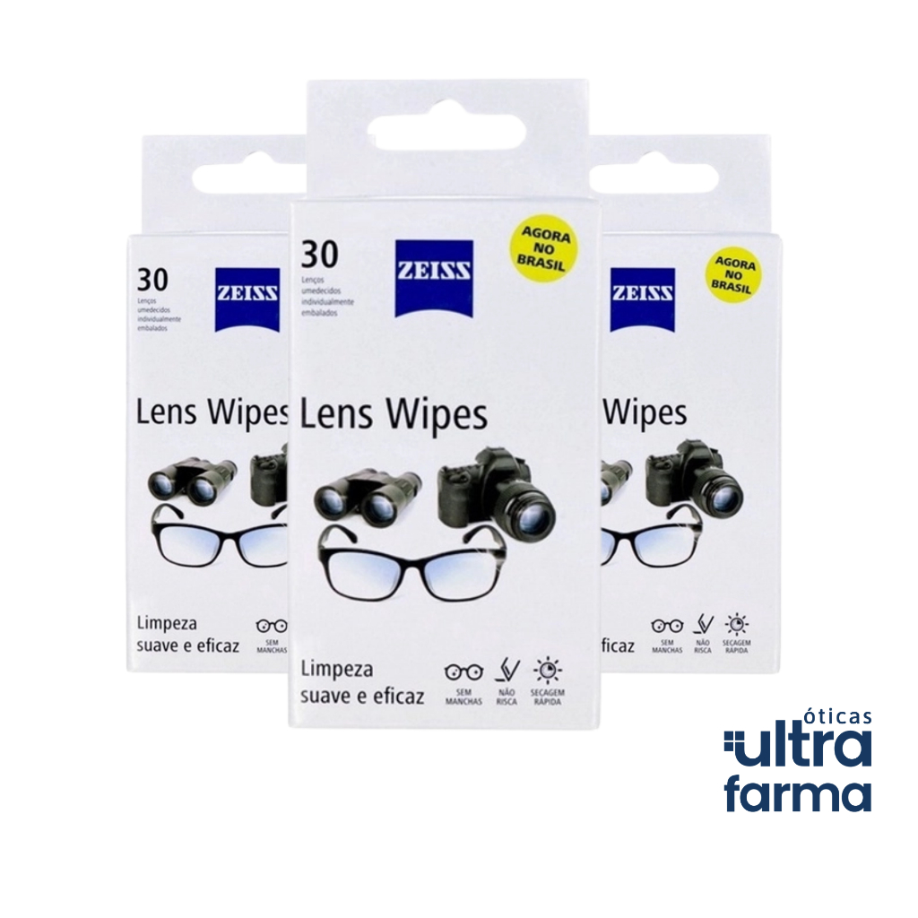 Zeiss Lens Wipes com 30 unidades – Lenços umedecidos – Limpador de Óculos