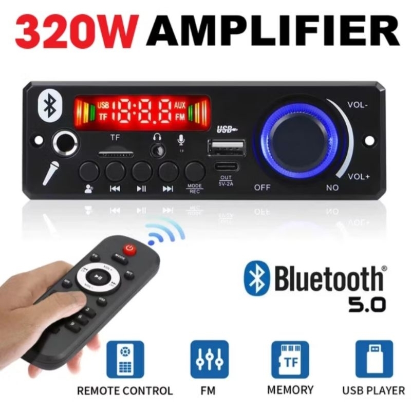 Super Potente Placa Amplificada MP3 Bluetooth 5.0,200W, Amplificador, Áudio FM, TE, USB, Microfone