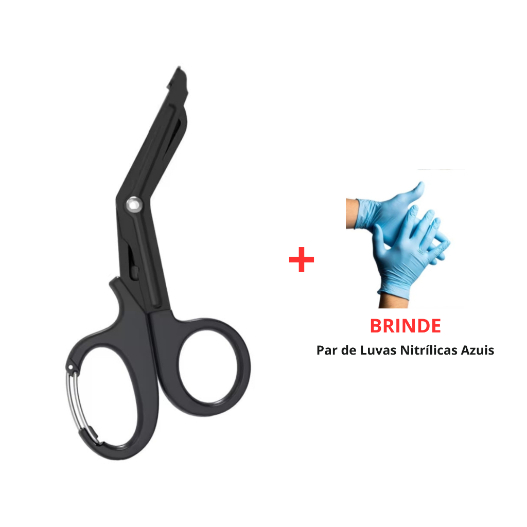 Tesoura Ponta Romba 15cm Aço Inoxidável APH Tático IFAK Socorro SOS