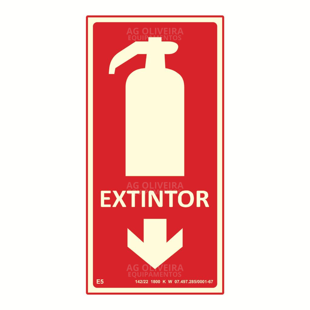 Placa de Sinalização Fotoluminescente E5- Extintor Normativa Bombeiro