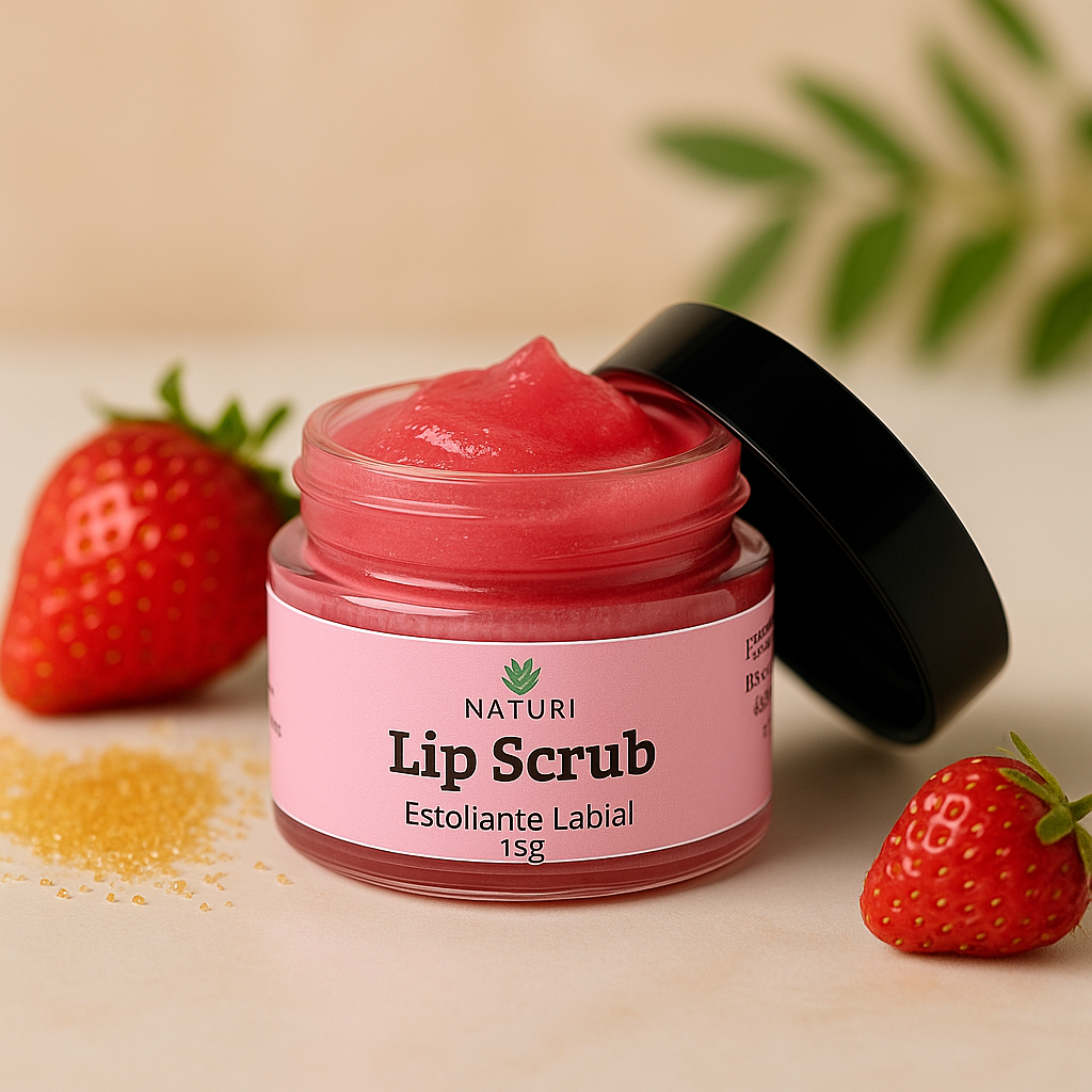 Esfoliante Labial Morango Lip Scrub 15g   Natural, Vegano e Hidratante