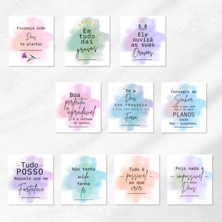 Mini cartão frases motivacionais Bíblicas- mimo 