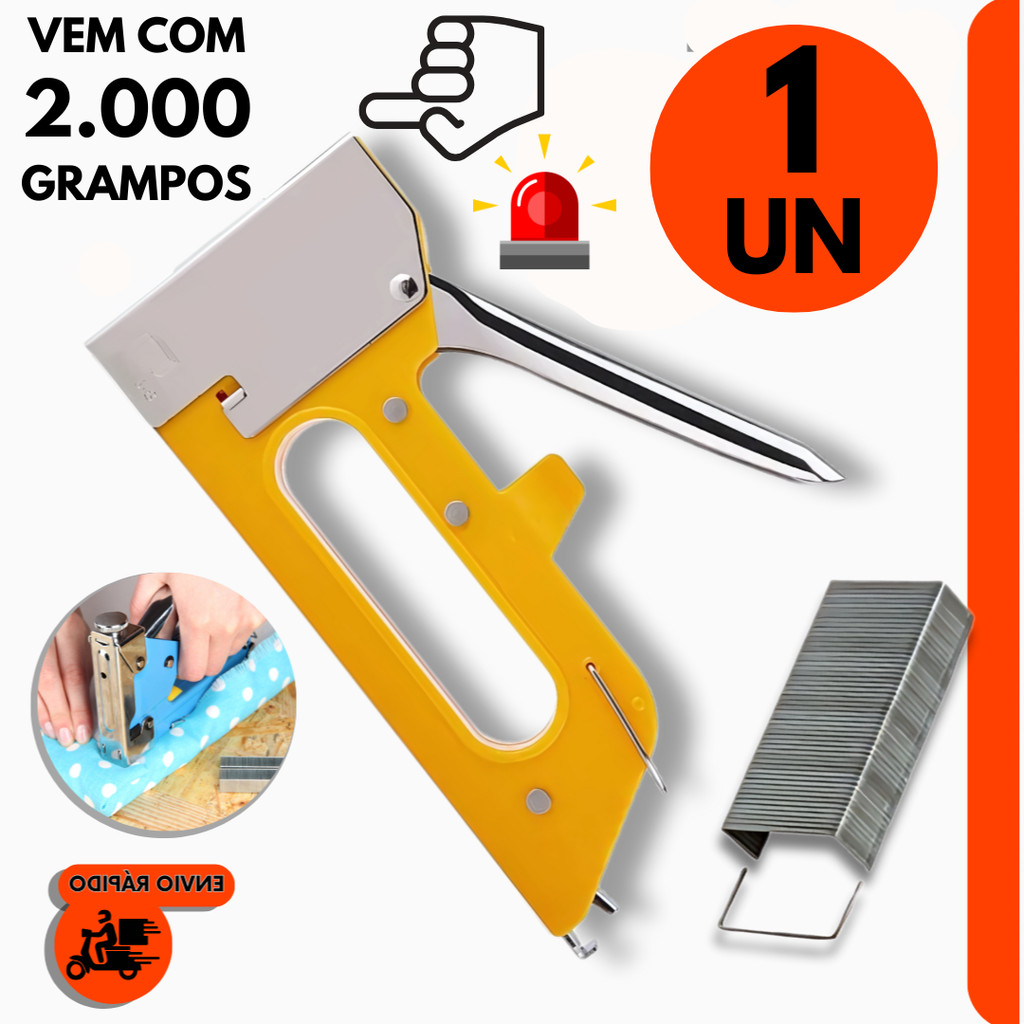 Grampeadores de Tapeceiro Manual Alta Pressão P/ Profissional Tapeceiro +  2.000 Grampos