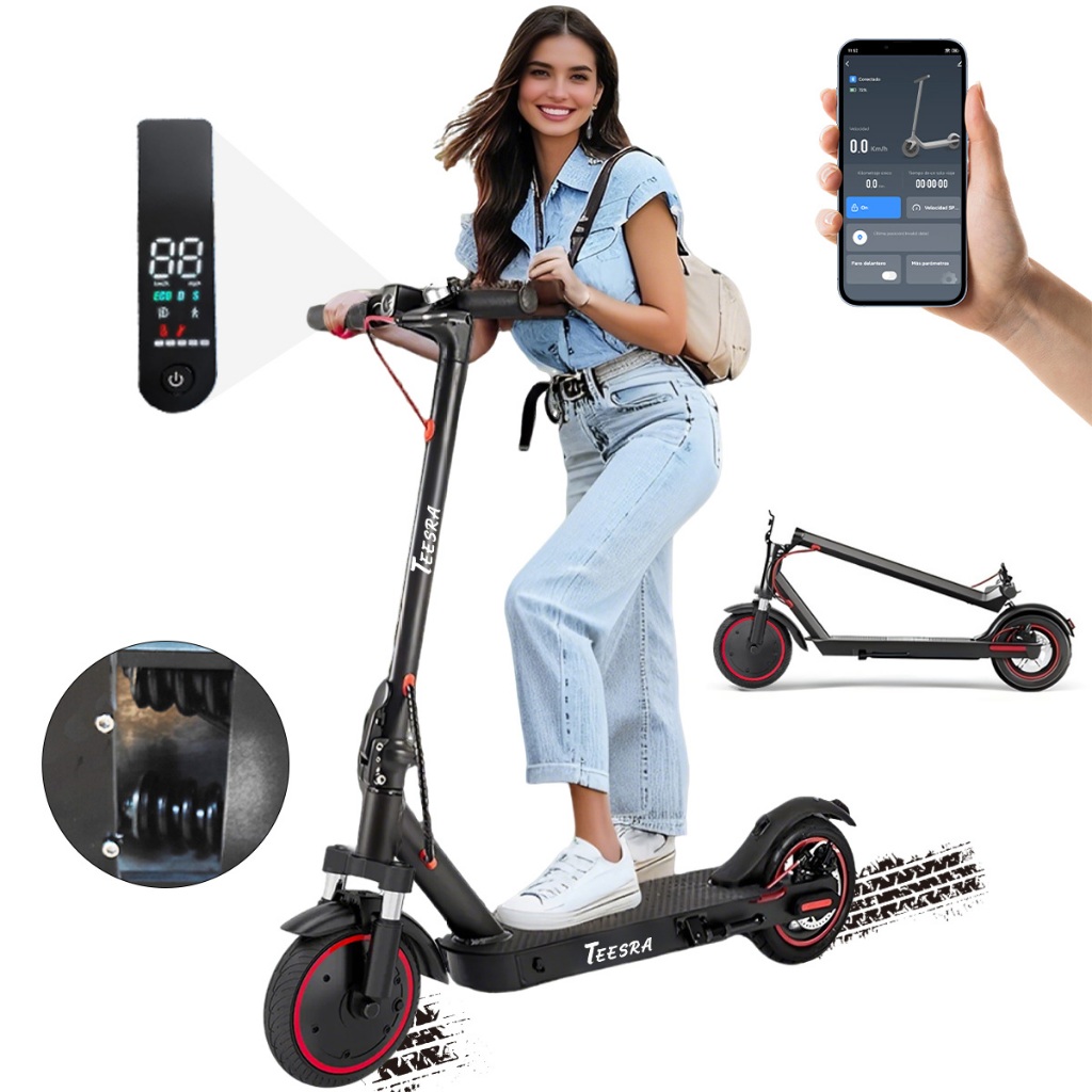 Patinete Elétrico Com Amortecimento, 500w, Autonomia De 25km