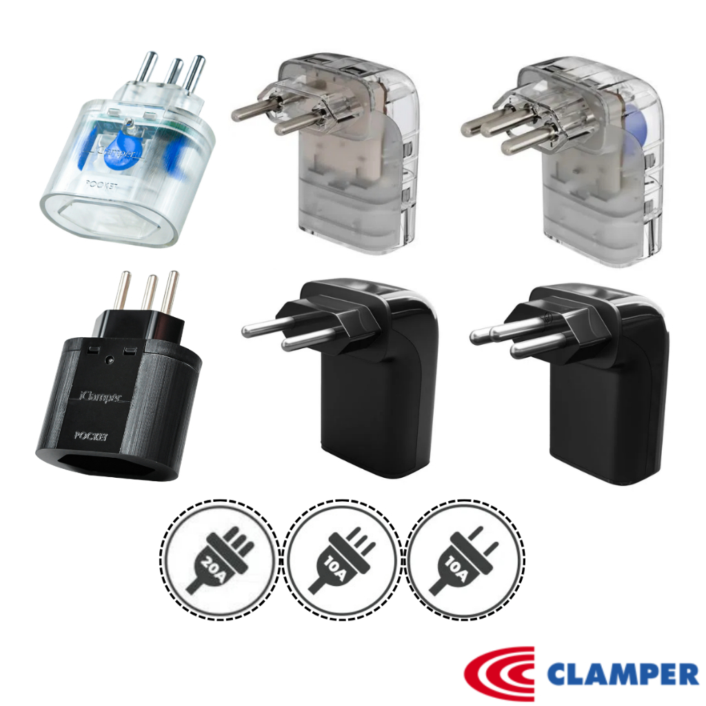 Protetor Contra Surtos Elétricos e Raios DPS POCKET e POCKET FIT – 2 e 3 Pinos / 10A e 20A Clamper