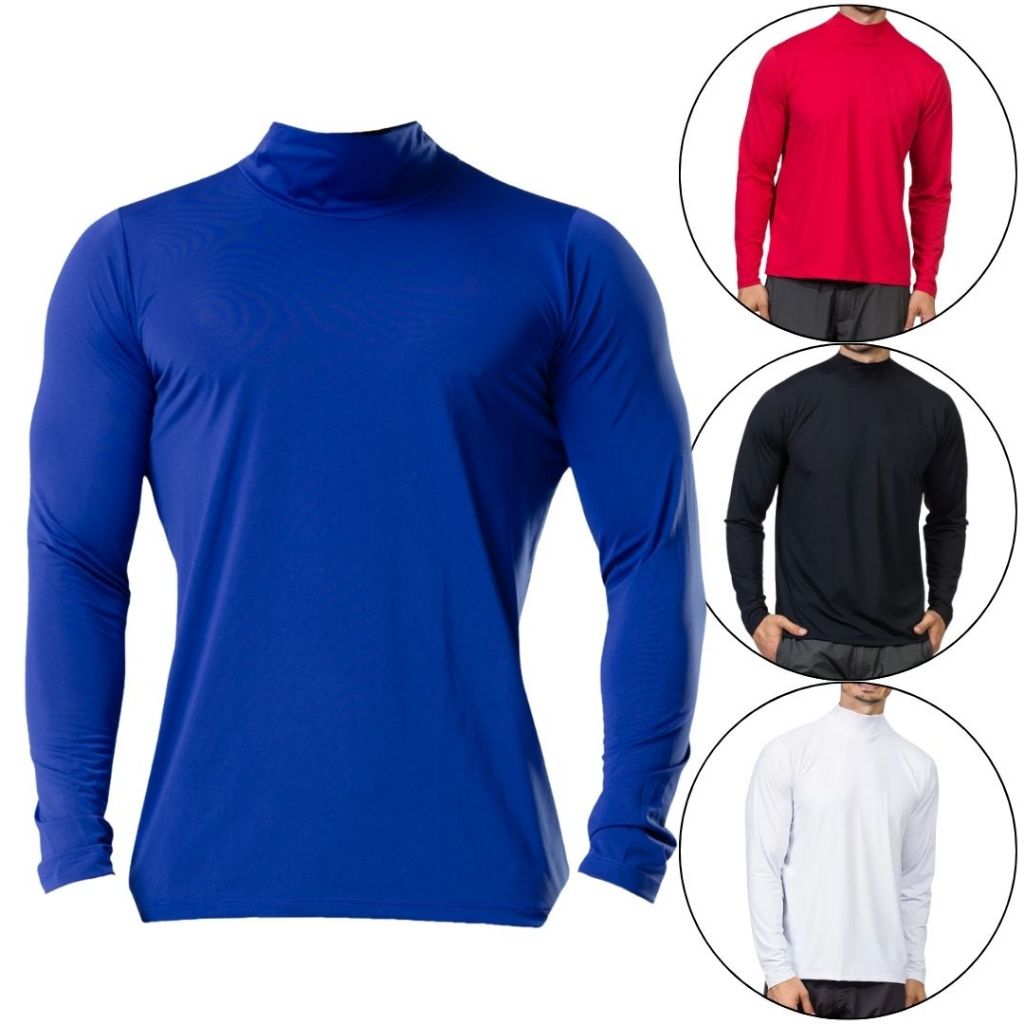 Blusa gola alta masculina e feminina camisa termica segunda pele proteção solar