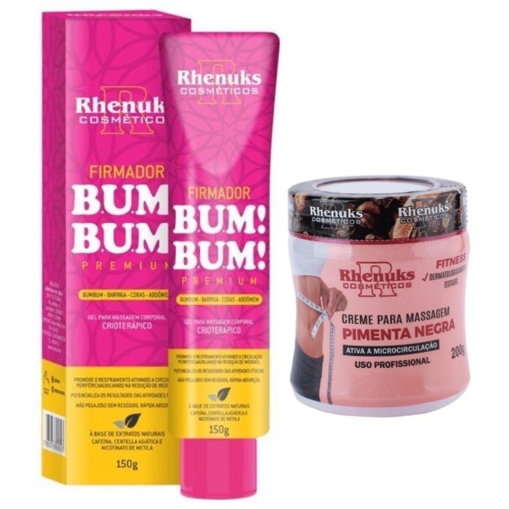 Kit Premium Verão 1- BumBum Firmador Perfeito + 1- Creme para Massagem Pimenta Negra – Rhenuks