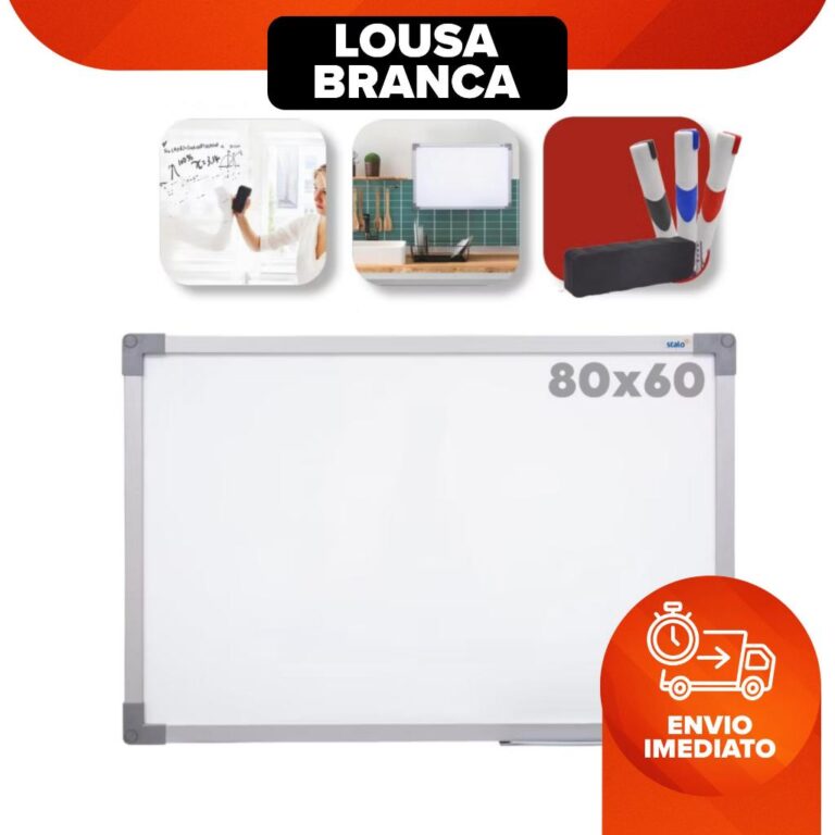 Lousa Branca Quadro branco 80x60cm moldura alumini