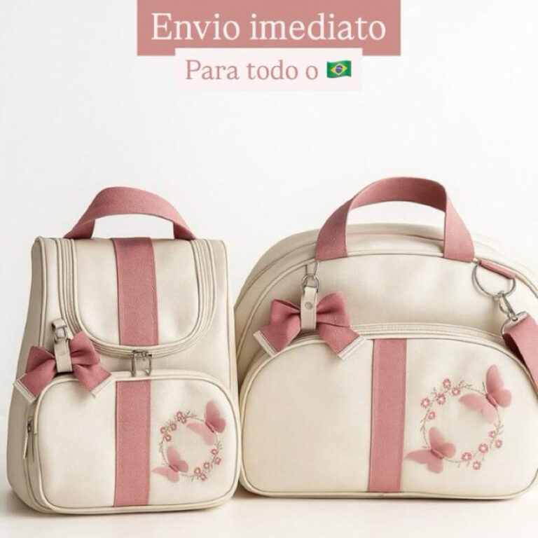 Bolsa Maternidade Luxo kit Bordado 2 Peças Menino