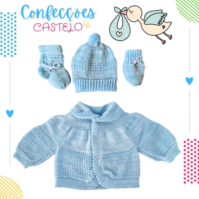 Casquinho cardigan gorro luva e meia sapatinho de 
