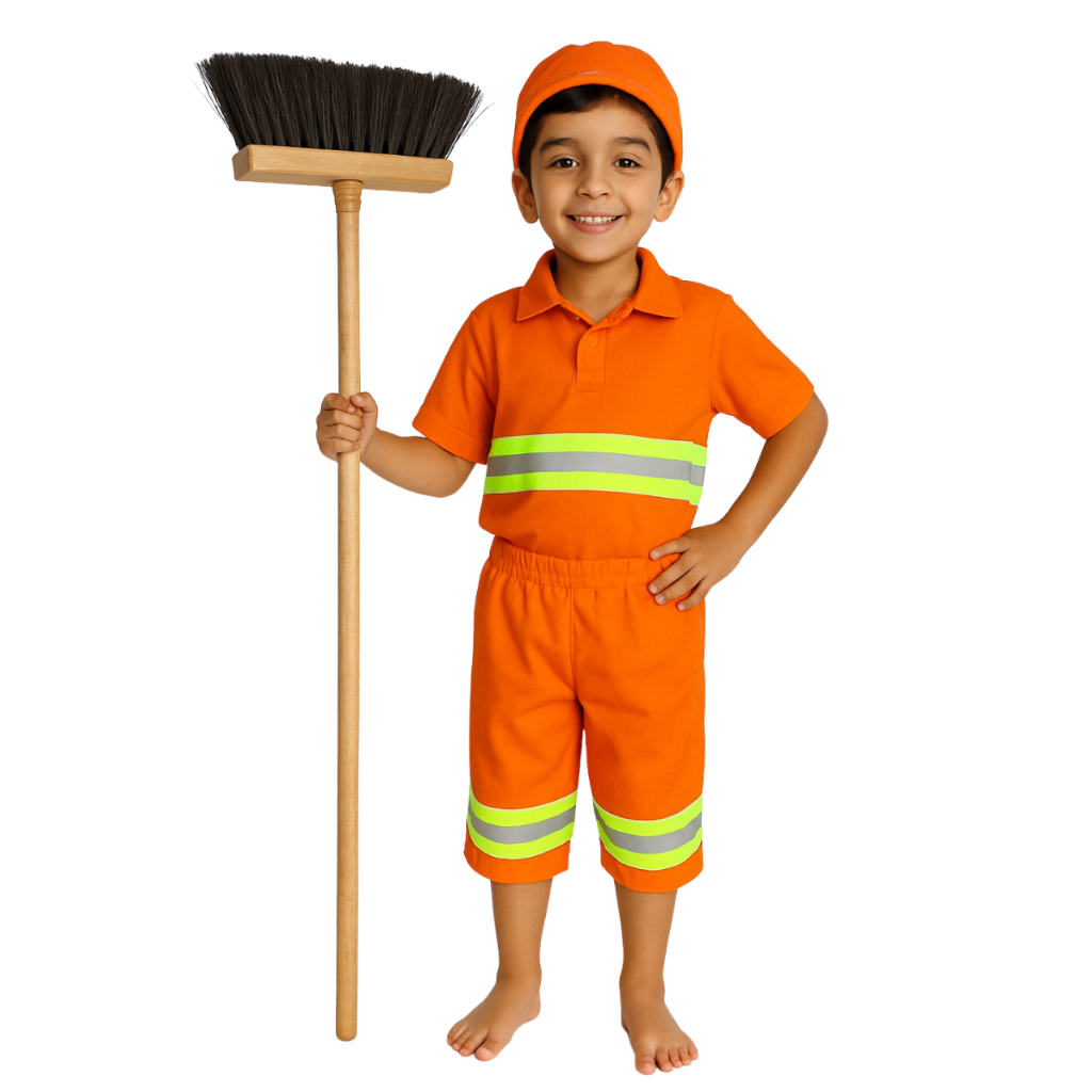 Fantasia Gari Infantil Masculina Lixeiro Infantil Reciclagem Lixo Menino Gorro Chapeu Camisa Bermuda