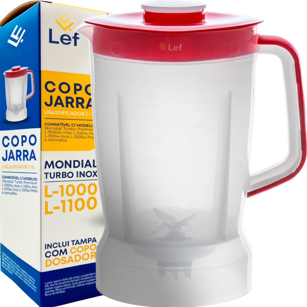 Copo Para Liquidificador Mondial Turbo Inox L-1000 L-1100 L-1200 Premium Translúcido