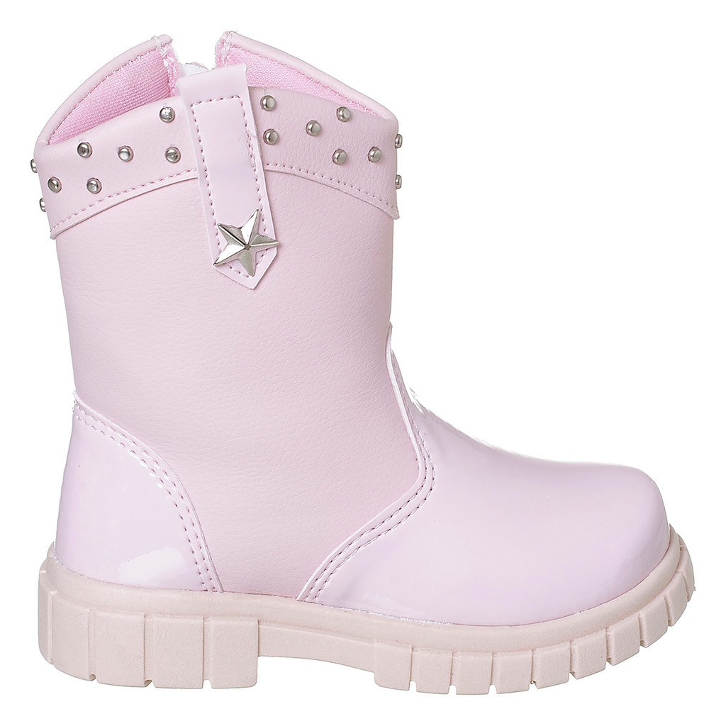 Bota Texana Menina Cano Curto Com Spikes Boiadeira Botina Country Rosa Lisa