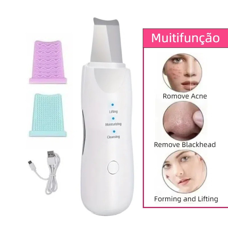 Aparelho Peeling Ultrassonico Facial Portátil Limpeza de removedor Cravos e Espinhas