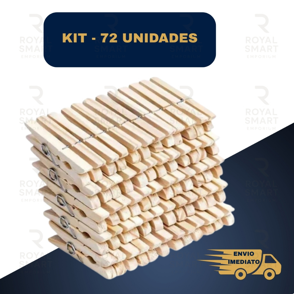Kit 72 Prendedor De Roupa Madeira Pregador de Roupas até 120 unidades Reforçado Resistente Variados