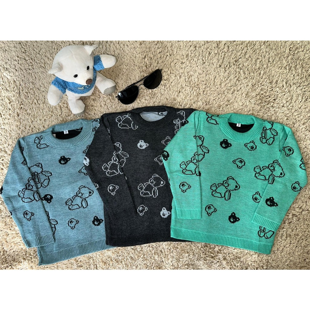 Sueter Infantil Trico Ursinhos Viscose Crianças Tricot Inverno