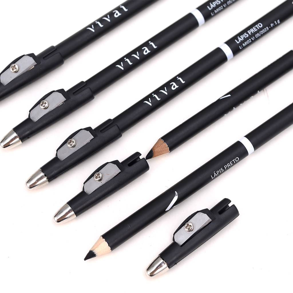 Kit 3, 6, e 12 Lápis Preto com Apontador – Vivai