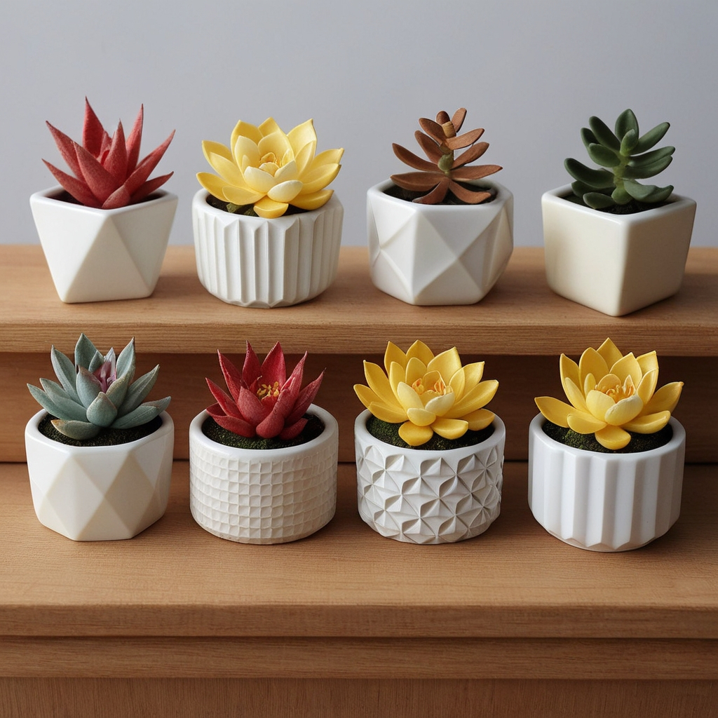 Kit 8 Vasos para Plantas Vasos Decorativos de Gesso Decoração de Sala Plantas Artificiais para Vasos