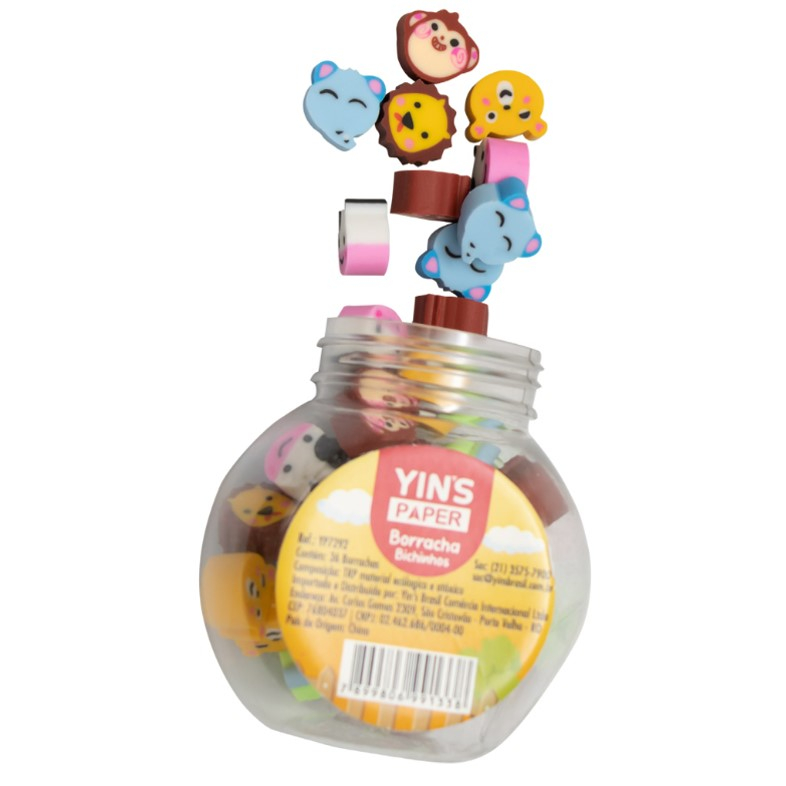 Potinho Borracha Mini Bichinhos – 36 Unidades