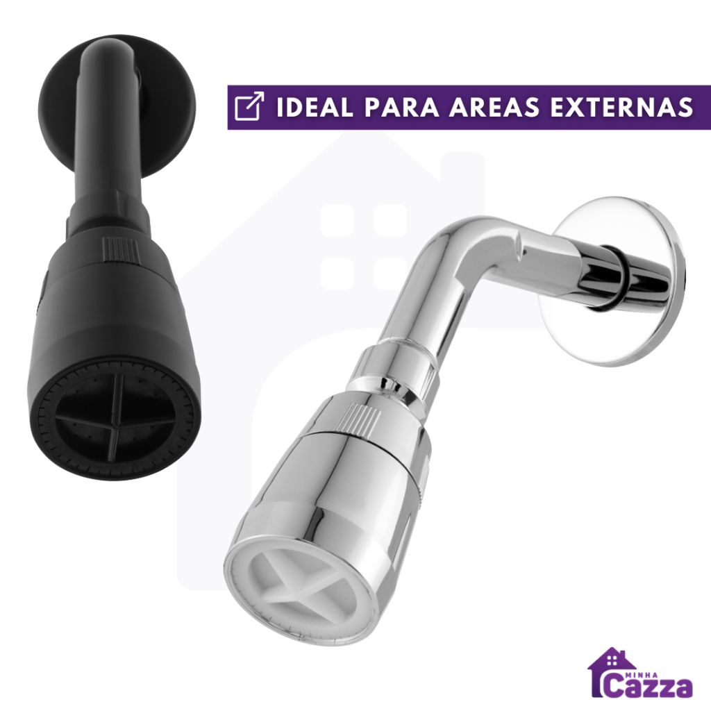 Ducha Chuveiro Aquecedor Solar a Gás Quadrado Preto ou Cromado