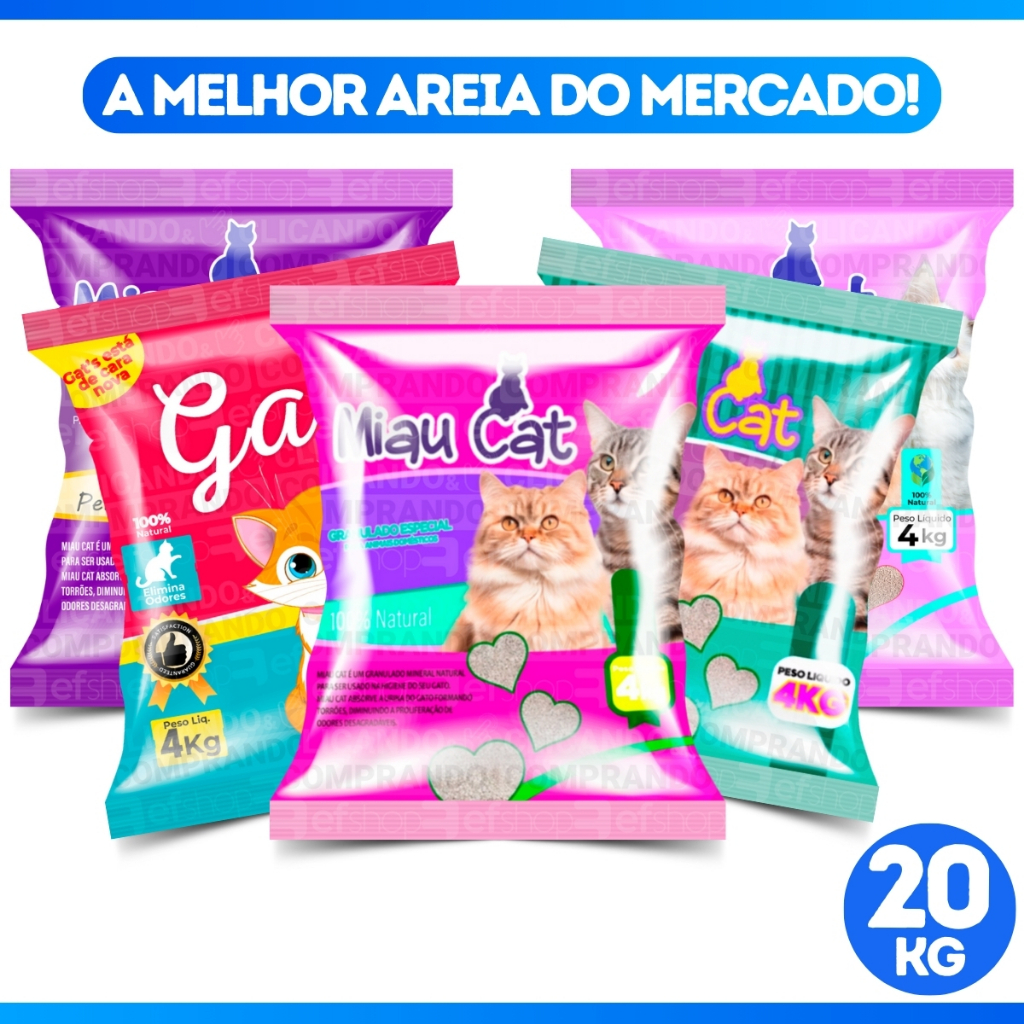 Kit *1 a 5* Pacotes de Areia Sanitária Antiodor Tira Cheiro Gatos Tradicional 100% Natural – OFERTA