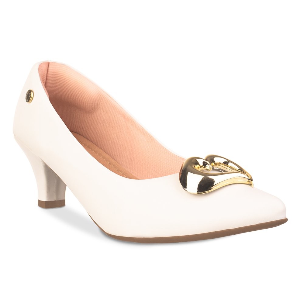 Scarpin Sapato Social Feminino Salto Fino Sintético Coração Moda Tendencia