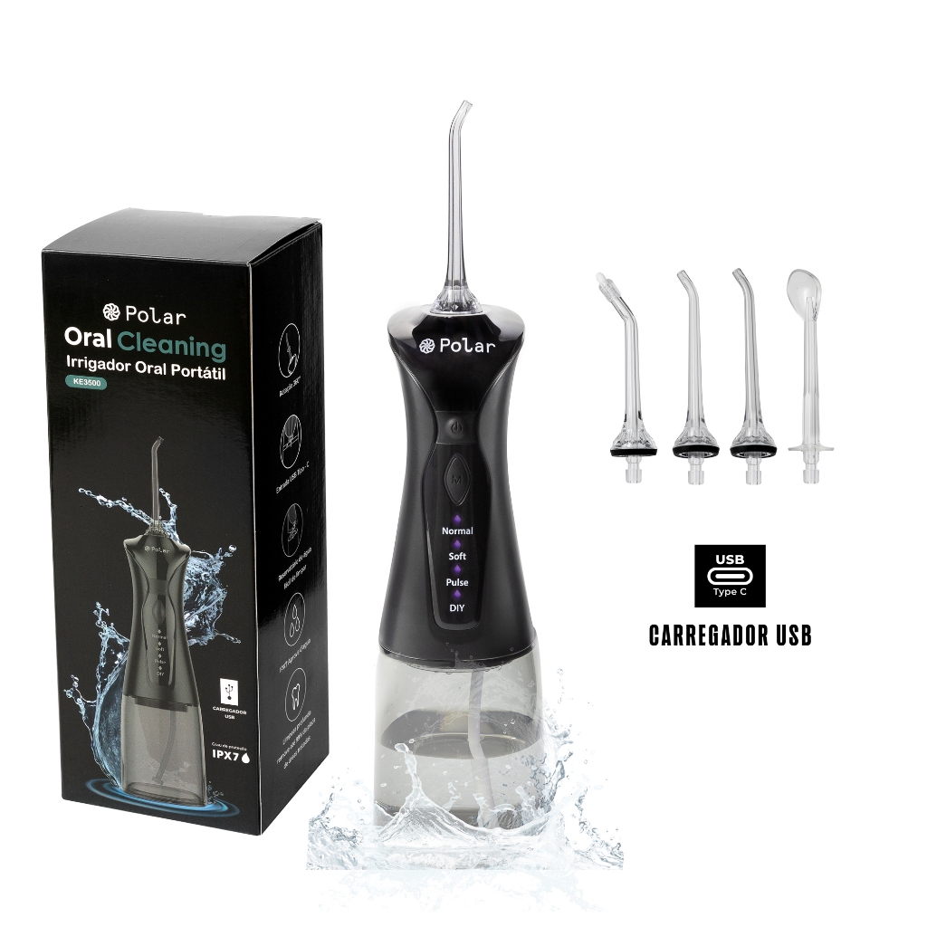 Irrigador Oral Portátil  Recarregável  Limpeza Bucal  Polar