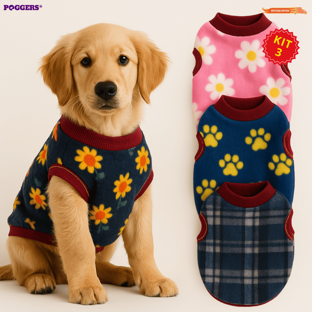 Kit 3 Roupinhas Soft Inverno Para Cachorro Pet Pequeno Porte a Grande Porte Roupa Inverno 100% Soft