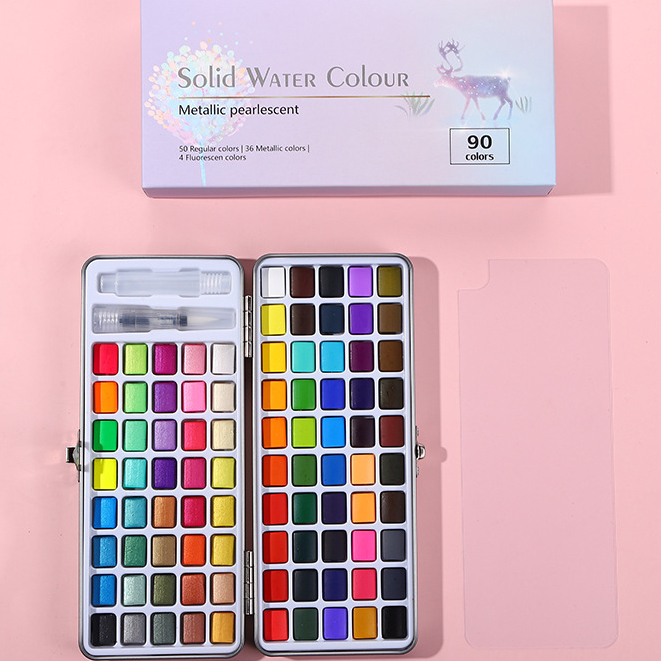 72/90/100Cores Conjunto de tinta aquarela sólida 