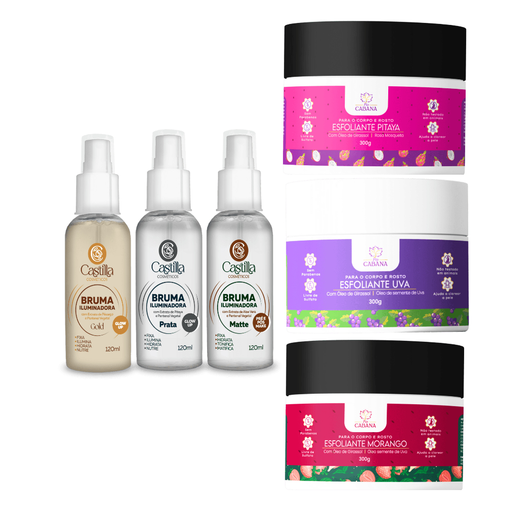 Bruma Castilla 120mL + Esfoliante Fio Cabana 300g | Glow, Hidratação e Renovação com Ativos Naturais