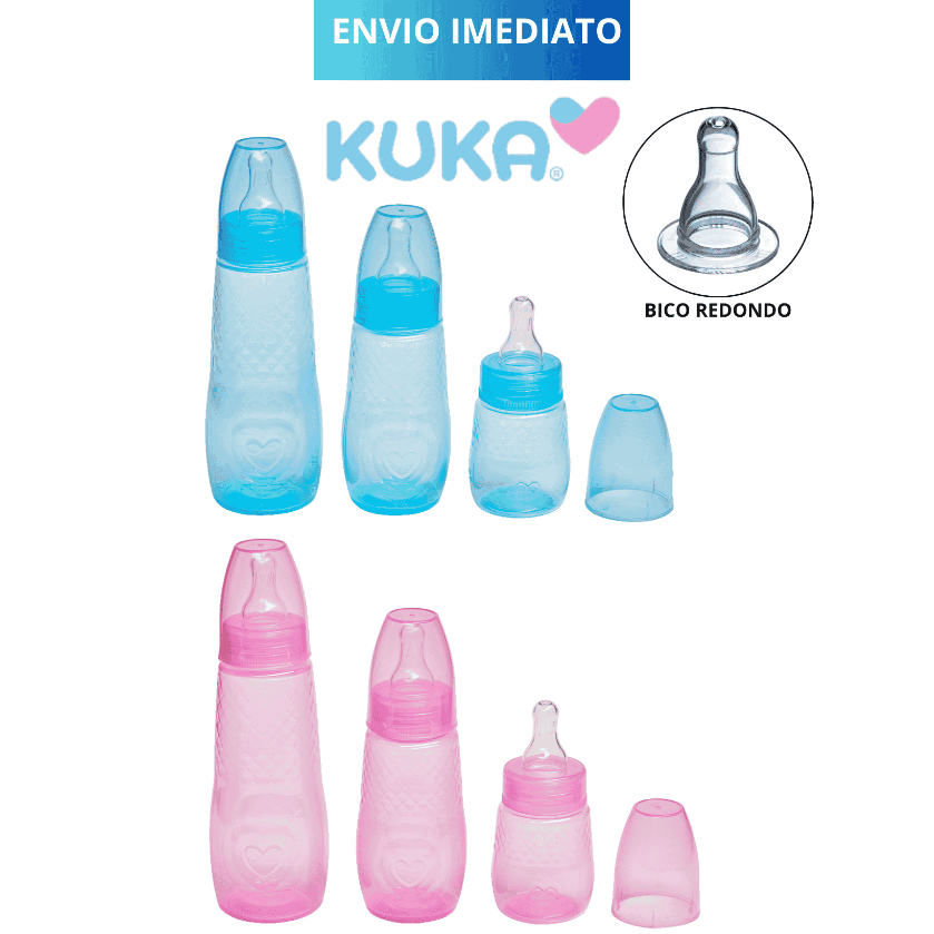 Kit Mamadeiras Kuka Aquarela com 3 Unidades  BPA Free – Bico Reto Redondo