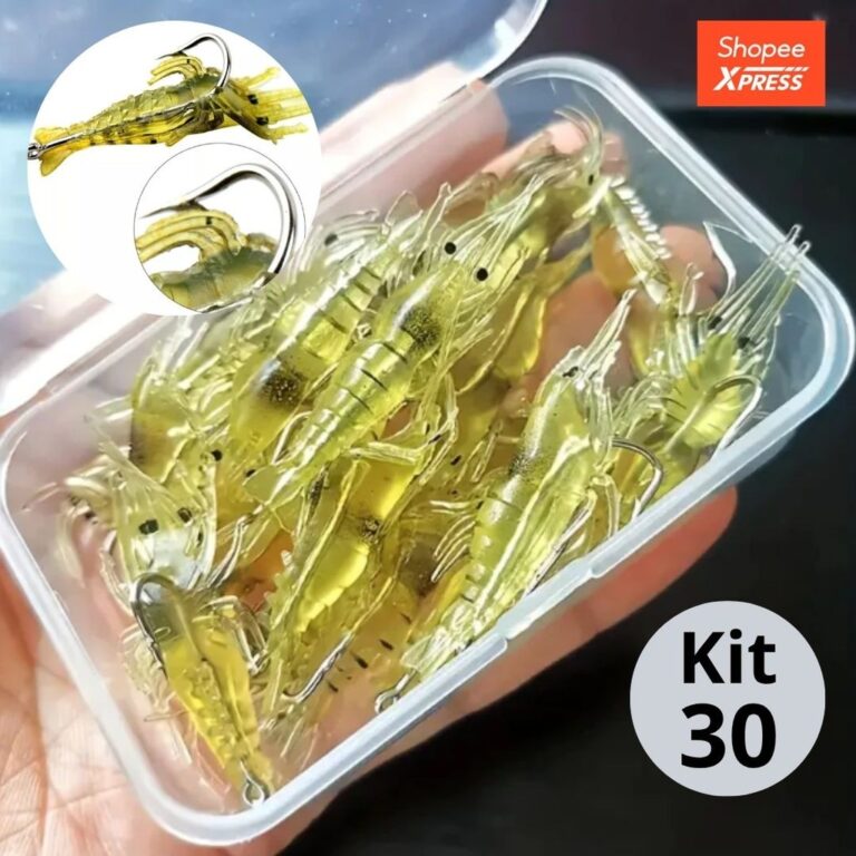 Kit com 30 Isca De Pesca Camarão Macio 4cm Isca A
