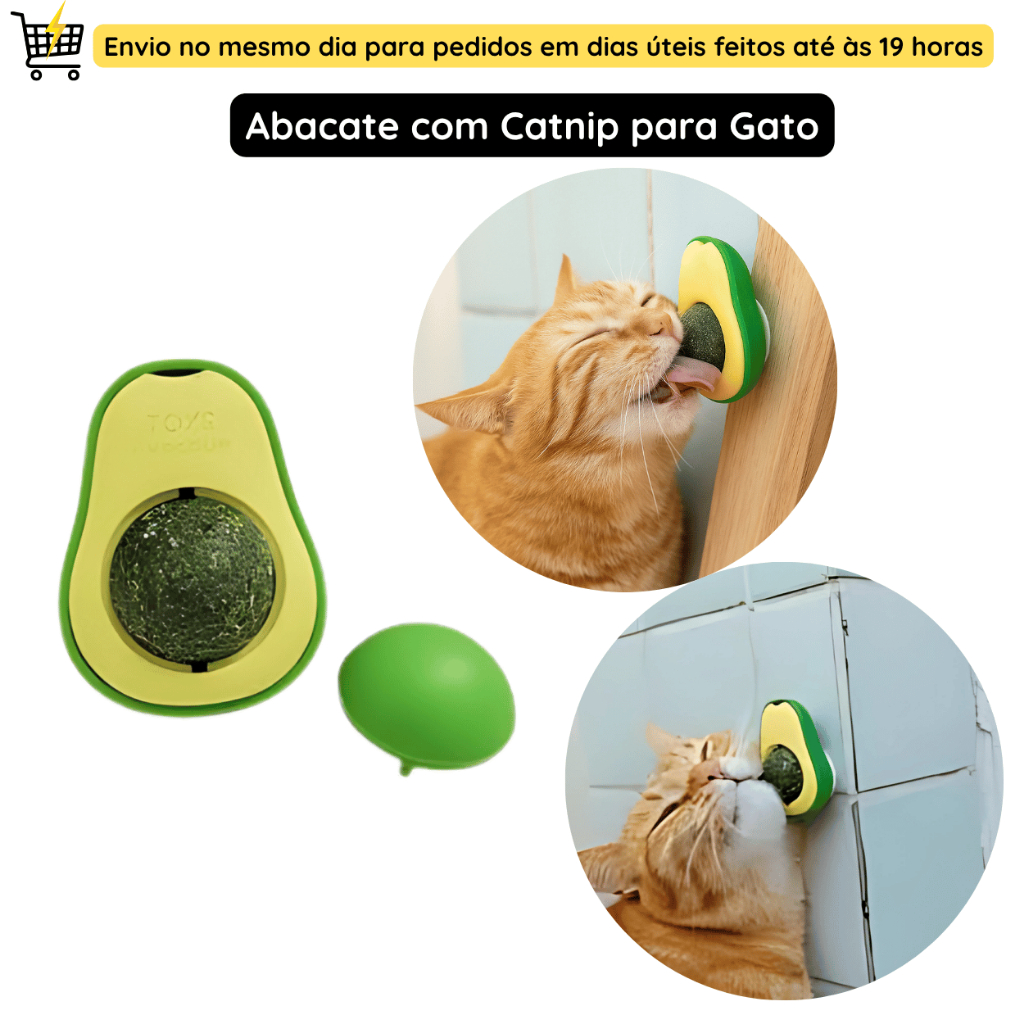 Abacate com Catnip para Gatos com Erva Relaxante e Adesivo Autocolante para Fixação