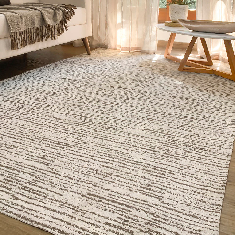 Tapete para Sala Quarto Grande 2,00 x 1,40 Antiderrapante Luxuoso Cru Bege Caramelo Claro Escuro