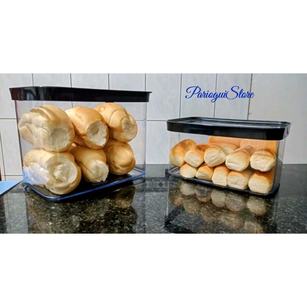Kit conjunto 2 potes herméticos porta pães francês e bisnaguinhas