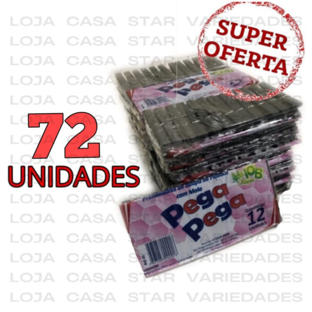 KIT 72 prendedor pregador plástico de roupa super resistente