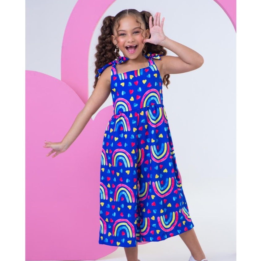Macacão  Feminino juvenil Sedinha Casual Colorido Casual Lançamento 06 A 12 ANOS