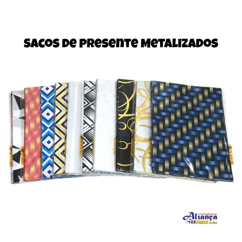 50 Sacos de presente 30x44cm em BOPP Metalizados