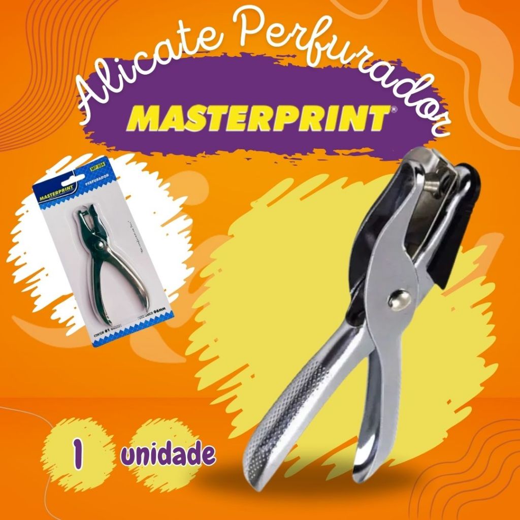 Perfurador Furador de Papel Alicate 1 Furo em Metal Aço Resistente MasterPrint