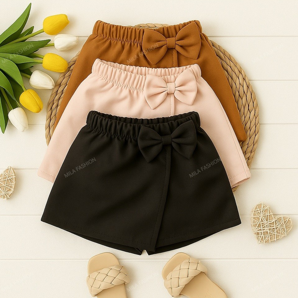 Short infantil menina alfaiataria short com Laço infantil menina moda blogueirinha verão