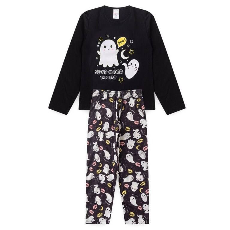 Pijama Infantil Feminino Inverno Boo BRILHA NO ESC