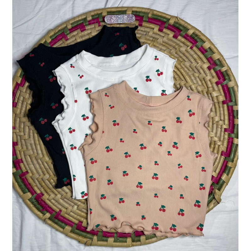 Regata Infantil Canelado estampado Cereja do 2 ao 10 – Moda Femenina infantil blogueirinha