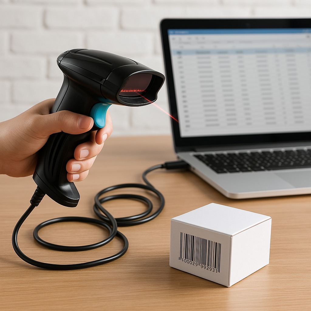 Leitor de Código de Barras 1D USB Manual p/ Caixa Estoque Varejo e Automação Comercial